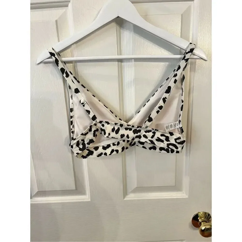 Aerie White & Black Snow Leopard Gold Side Bikini Set sz M NWT